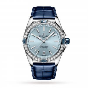 Breitling Super Chronomat automaattinen 38 sininen nahkahihna katsella A17356531C1P1