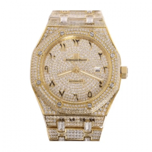 audemars piguet royal oak itsestään käämitys 42 mm teräs / keltainen kulta jalokivi asetettu 15400sr.oo.1220sr.02
